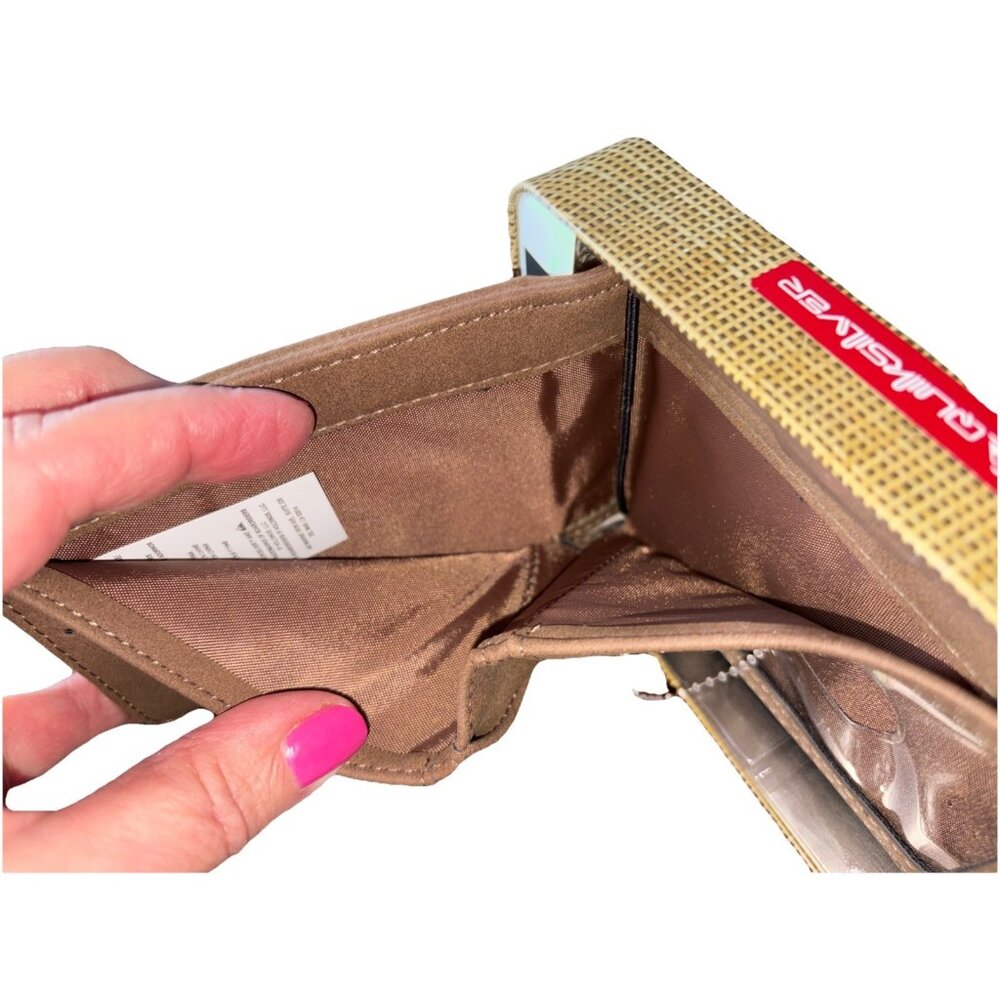 MEN'S QUIKSILVER BROWN/LIGHT BROWN BIFOLD FAUX SUEDE WALLET NEW IN TIN GIFTBOX - Picture 9 of 9